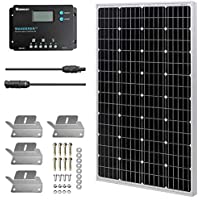 Los mejores  - HQST Kit Panel Solar monocristalino 100W 12V regulador renogy 10A Placa para Caravana Autocaravana Furgoneta Camping
